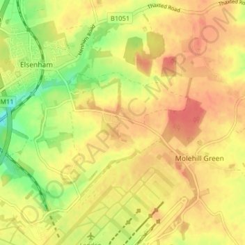 Topografische kaart Gaunt's End, hoogte, reliëf