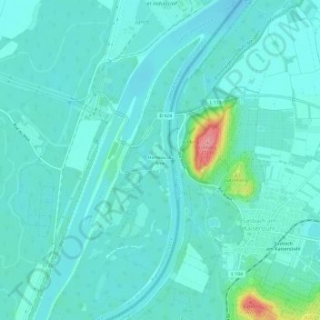 Topografische kaart Hameau du Rhin, hoogte, reliëf