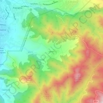 Topografische kaart Gaiano, hoogte, reliëf