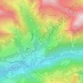 Topografische kaart Garlitt, hoogte, reliëf