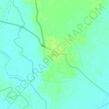 Topografische kaart Khirpai, hoogte, reliëf