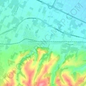 Topografische kaart Pragatto, hoogte, reliëf