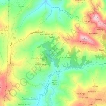 Topografische kaart Pianzo, hoogte, reliëf
