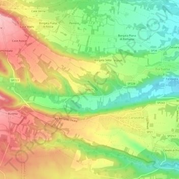 Topografische kaart Boschi, hoogte, reliëf