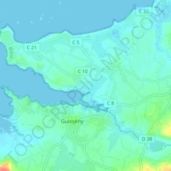 Topografische kaart Maner Drolic, hoogte, reliëf
