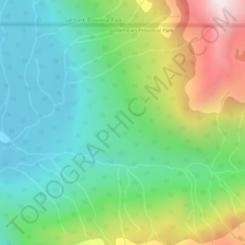 Topografische kaart Golden Ears Park, hoogte, reliëf