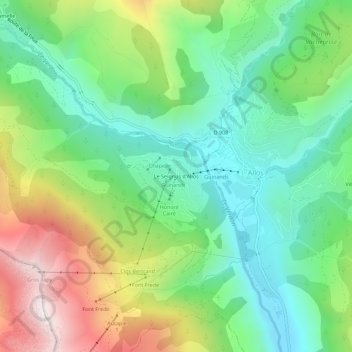 Topografische kaart Le Seignus d'Allos, hoogte, reliëf