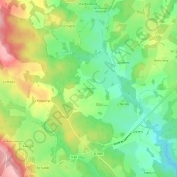 Topografische kaart La Siauve, hoogte, reliëf