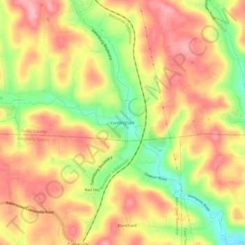 Topografische kaart Cunningham, hoogte, reliëf