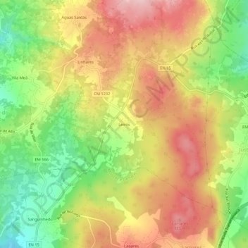 Topografische kaart Leirós, hoogte, reliëf