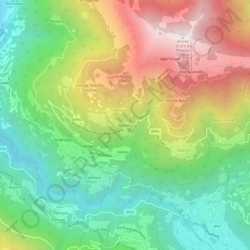 Topografische kaart Mornico, hoogte, reliëf
