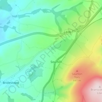 Topografische kaart Forda, hoogte, reliëf