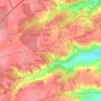 Topografische kaart Les Fleuris, hoogte, reliëf