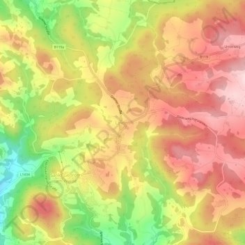 Topografische kaart Linden, hoogte, reliëf