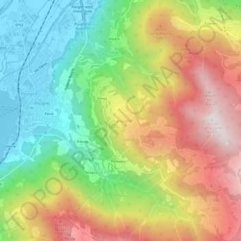 Topografische kaart Grignaghe, hoogte, reliëf