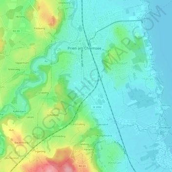 Topografische kaart Bach, hoogte, reliëf