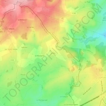 Topografische kaart La Vie, hoogte, reliëf