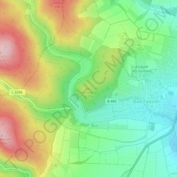 Topografische kaart Treisberg, hoogte, reliëf