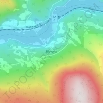 Topografische kaart Blewett, hoogte, reliëf
