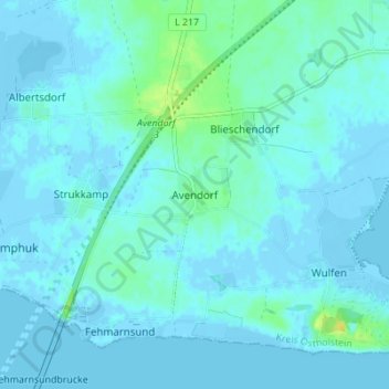 Topografische kaart Avendorf, hoogte, reliëf