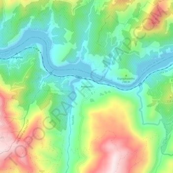 Topografische kaart Arnozelo, hoogte, reliëf