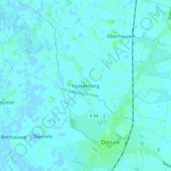 Topografische kaart Knakenburg, hoogte, reliëf