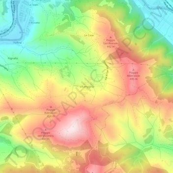 Topografische kaart Villamagna, hoogte, reliëf