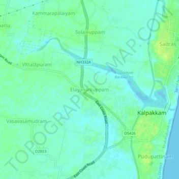 Topografische kaart Elayanarkuppam, hoogte, reliëf
