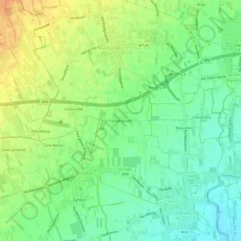Topografische kaart Cà Ferronato, hoogte, reliëf