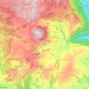 Topografische kaart Valle, hoogte, reliëf