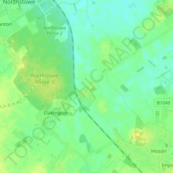 Topografische kaart Westwick, hoogte, reliëf