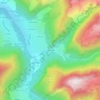 Topografische kaart La Revenette, hoogte, reliëf