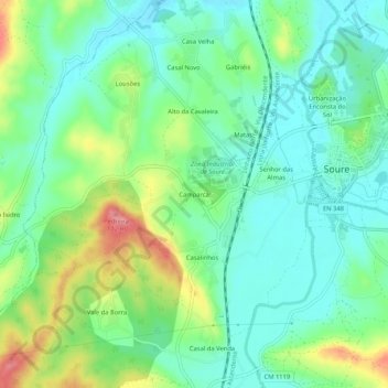 Topografische kaart Camparca, hoogte, reliëf