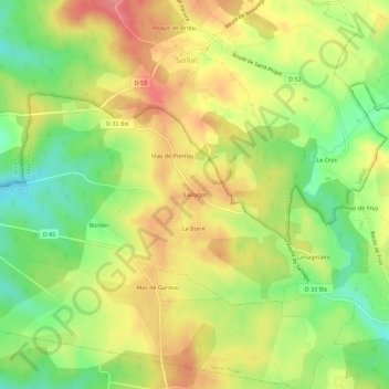 Topografische kaart Saillagol, hoogte, reliëf