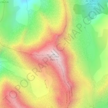 Topografische kaart Le Cimet, hoogte, reliëf