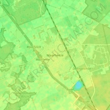 Topografische kaart Maarheeze, hoogte, reliëf
