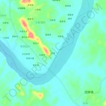 Topografische kaart 沙湾, hoogte, reliëf