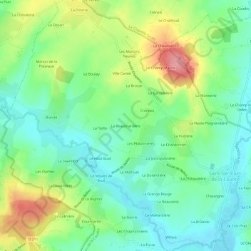 Topografische kaart La Beauchardière, hoogte, reliëf