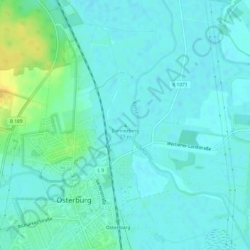 Topografische kaart Donnerberg, hoogte, reliëf
