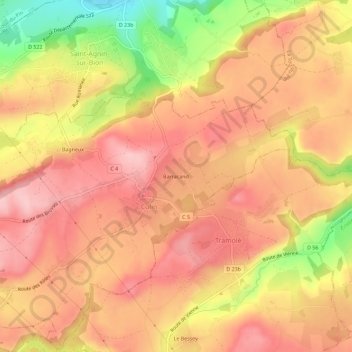 Topografische kaart Barracand, hoogte, reliëf
