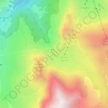 Topografische kaart Pas du Roc, hoogte, reliëf