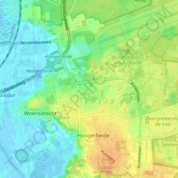 Topografische kaart Zandfort, hoogte, reliëf