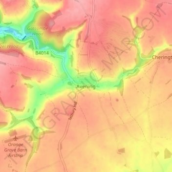 Topografische kaart Avening, hoogte, reliëf