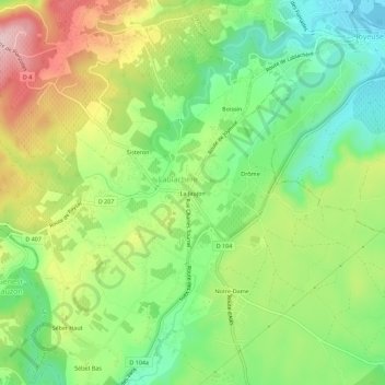 Topografische kaart La Jaujon, hoogte, reliëf