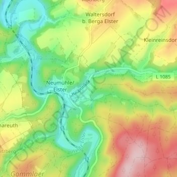 Topografische kaart Grüne Eiche, hoogte, reliëf