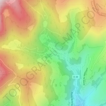 Topografische kaart Hirsteren, hoogte, reliëf