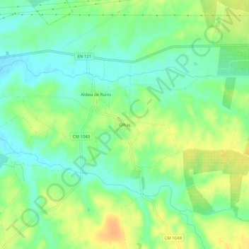Topografische kaart Olhas, hoogte, reliëf