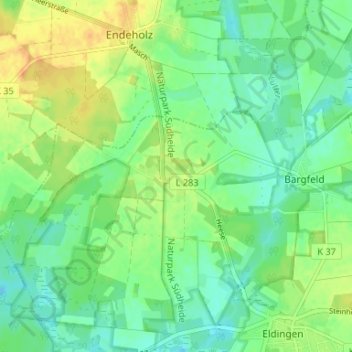 Topografische kaart Heese, hoogte, reliëf