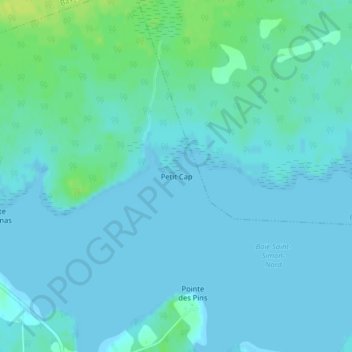 Topografische kaart Petit Cap, hoogte, reliëf