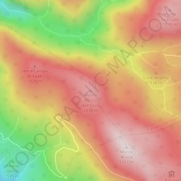 Topografische kaart Monte Pozzo dell'Orno, hoogte, reliëf